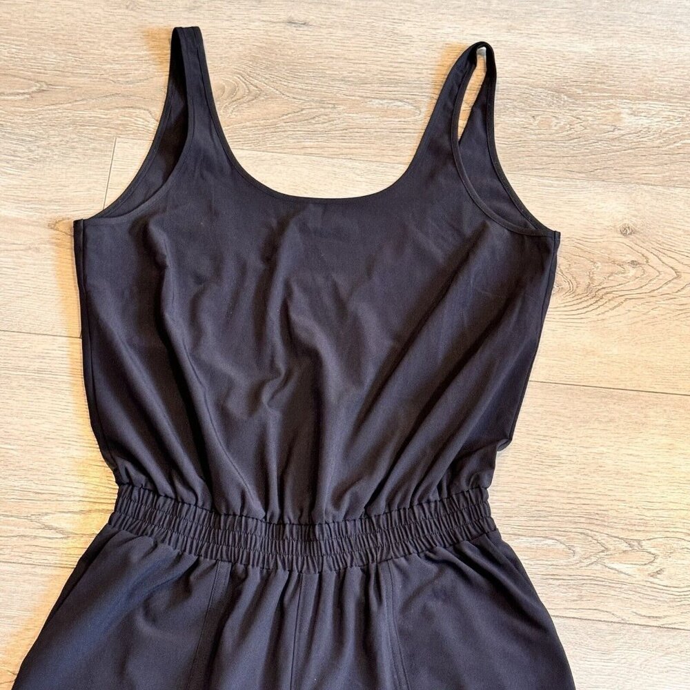 Athleta Roaming Romper Women's 4 Black Ankle Sleeveless Jumpsuit Athletic UPF 50 - Picture 6 of 9